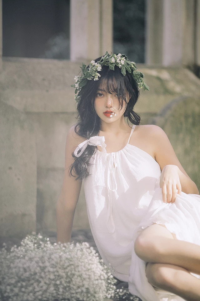 戴花环 睡衣 少女写真