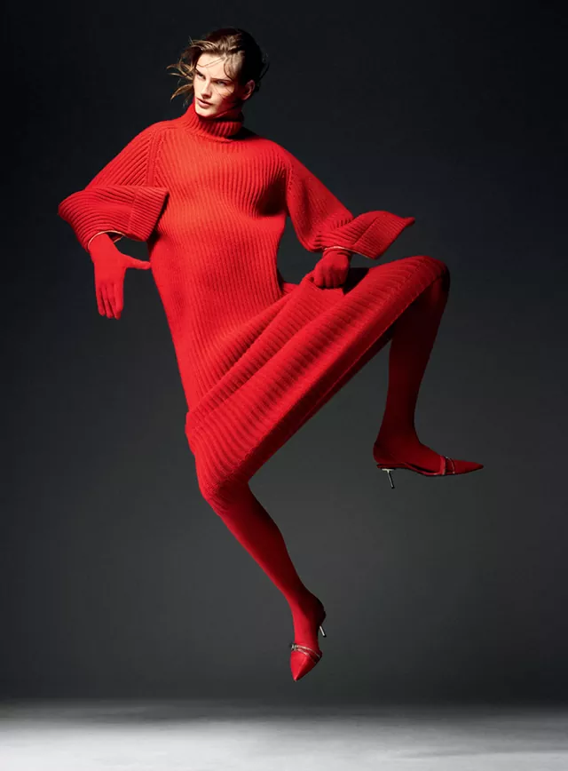 红毛衣 时尚摄影 秋冬服饰
