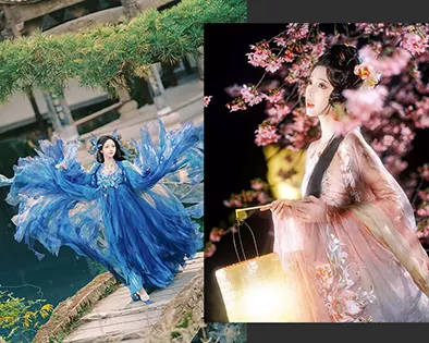 汉服人像的灵动美学与幻境构建